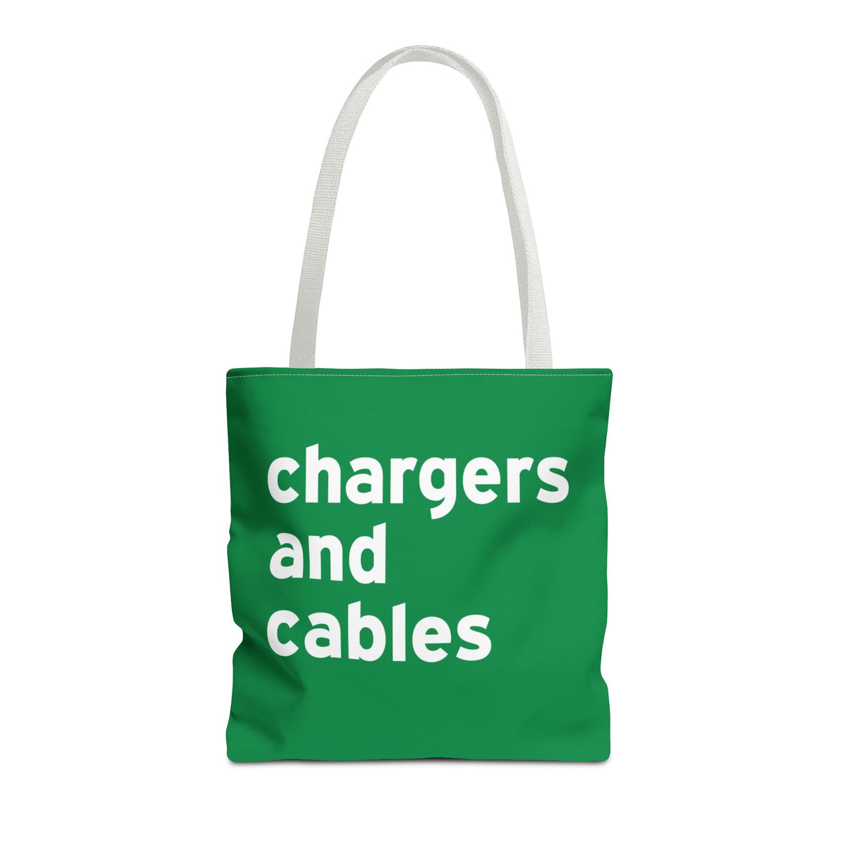 Chargers And Cables Tote Bag — Printed Green Travel Tote