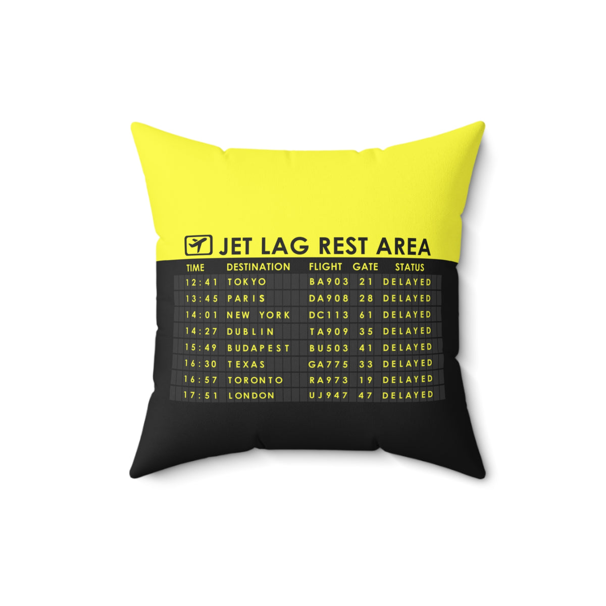 Jet Lag Rest Area - Spun Polyester Square Pillow