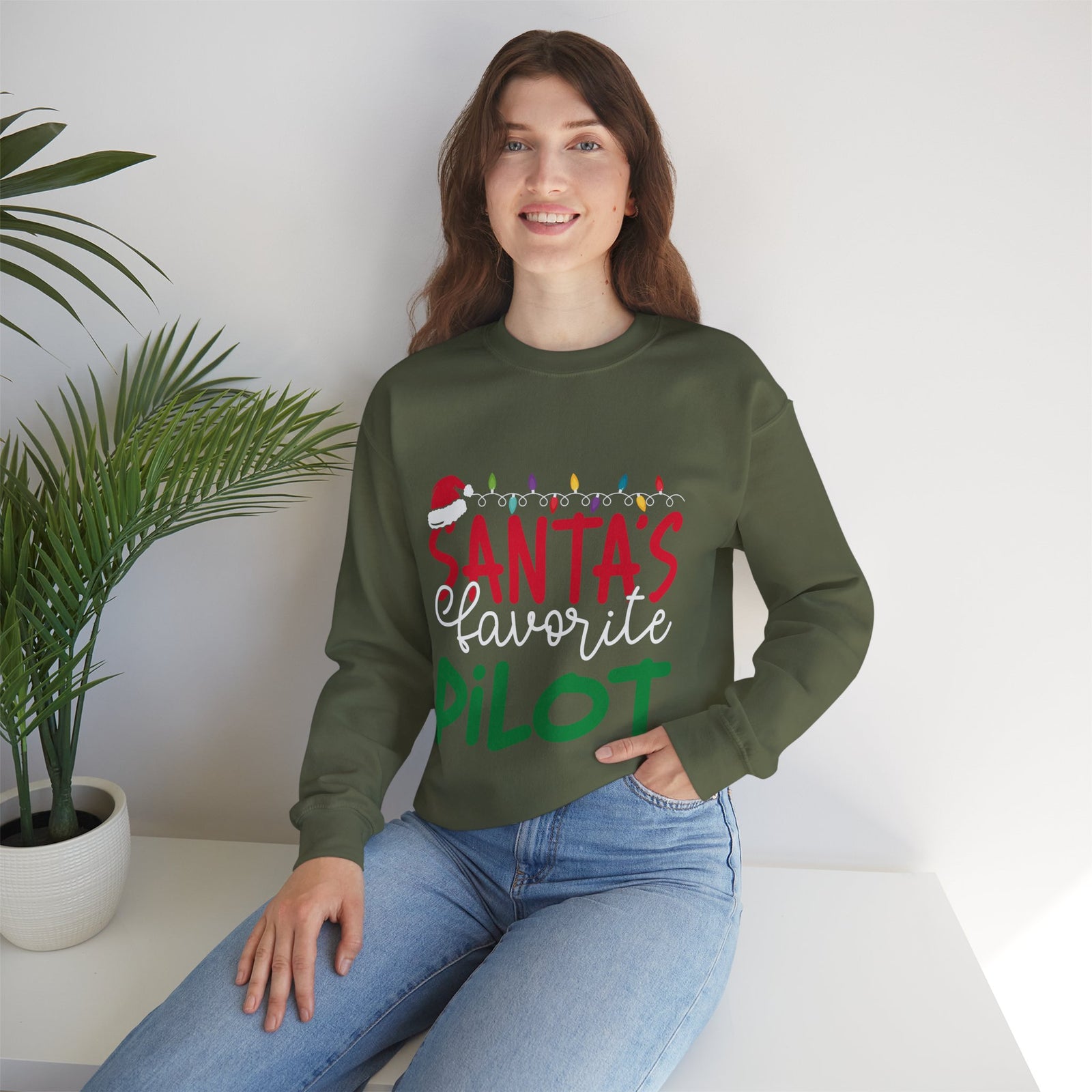 Santa’s favourite pilot Crewneck Sweatshirt - Travel Inspiring Cozy Apparel