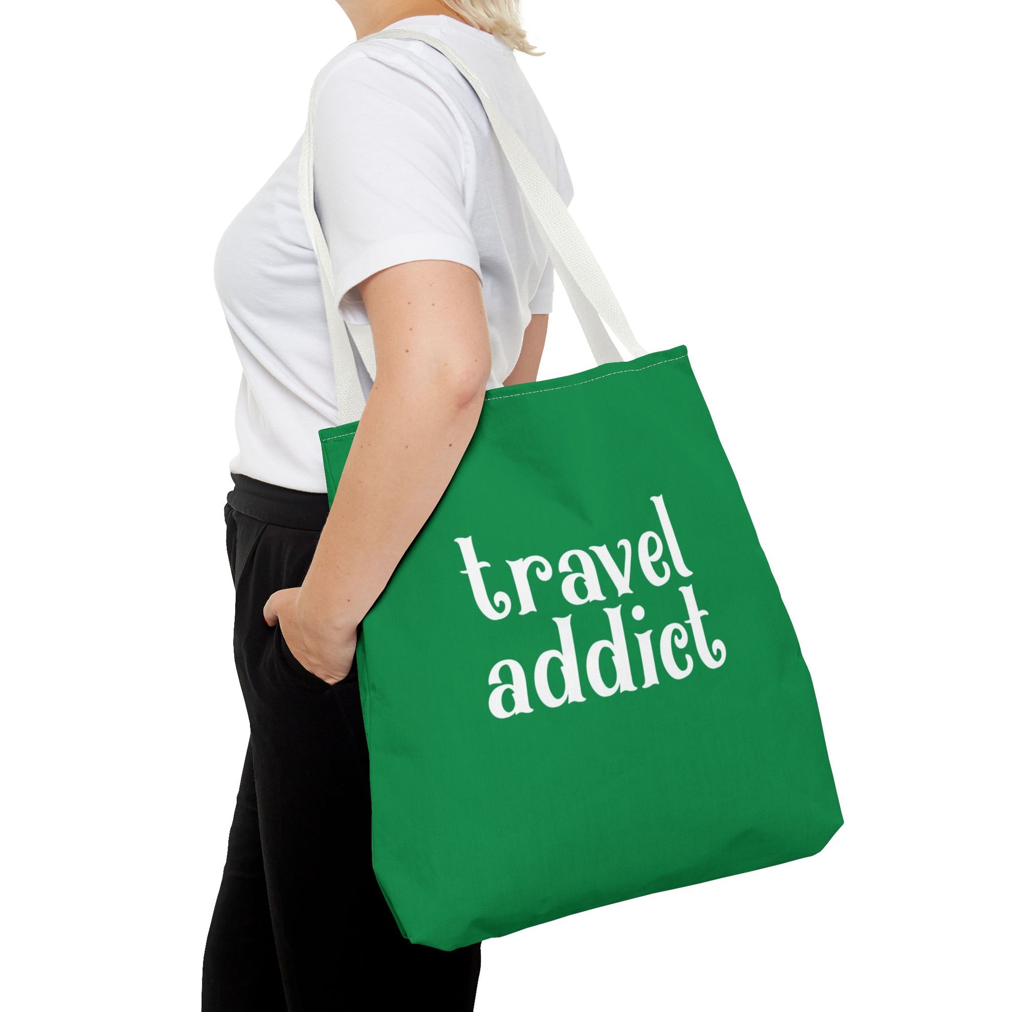 Travel Addict Tote Bag — Printed Green Travel Tote