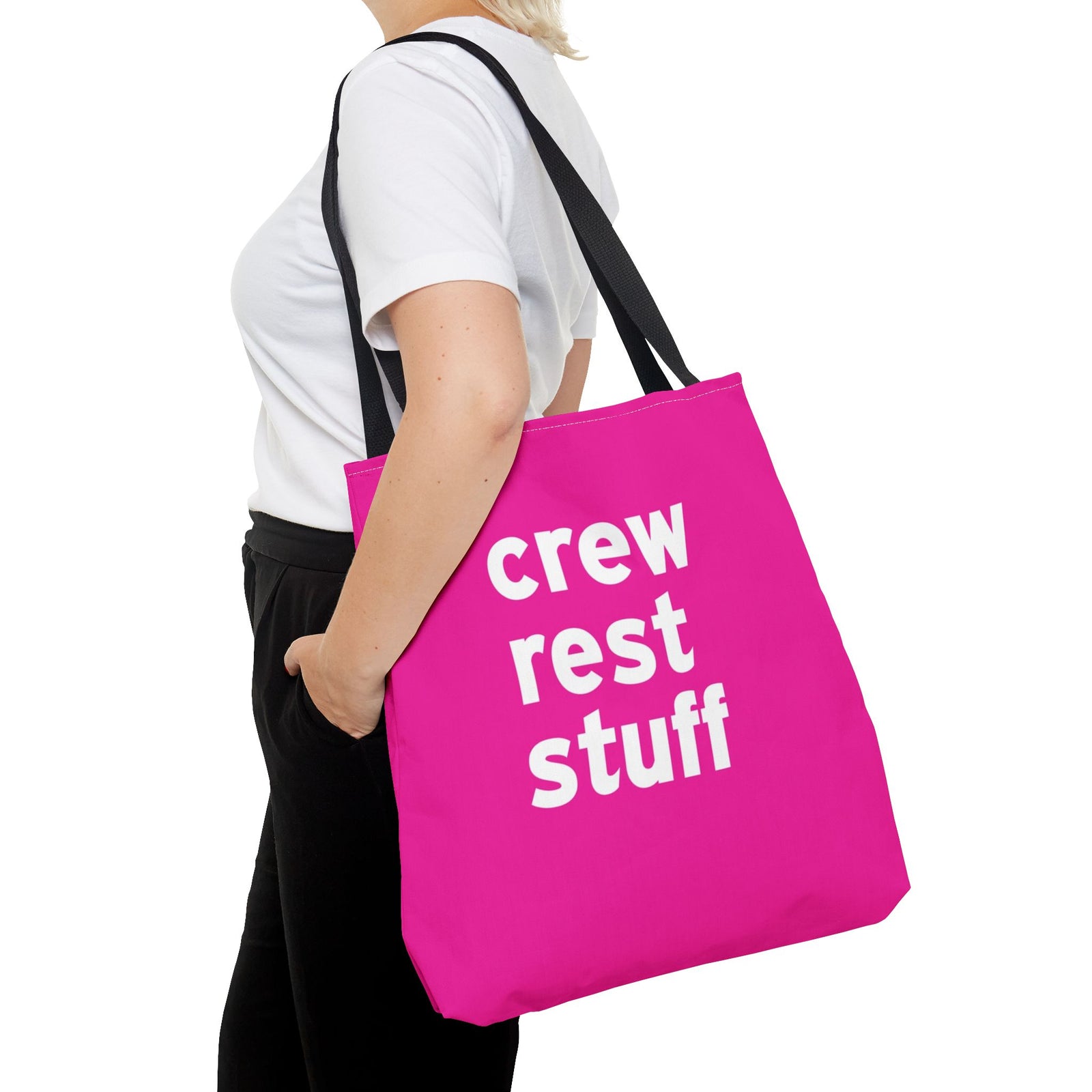 Crew Rest Stuff Tote Bag — Printed Green Travel Tote