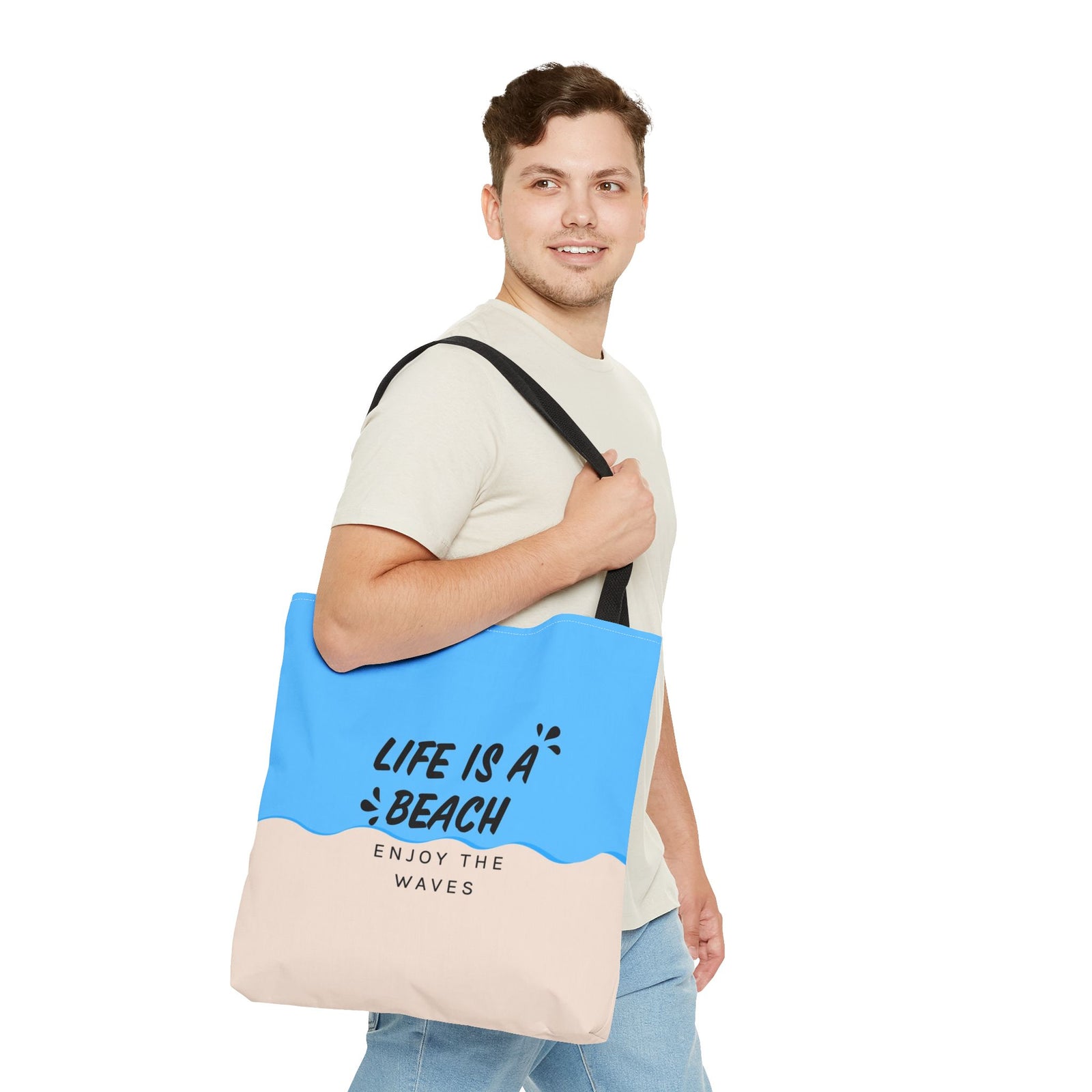 Life Is A Beach Tote Bag — Printed Green Travel Tote