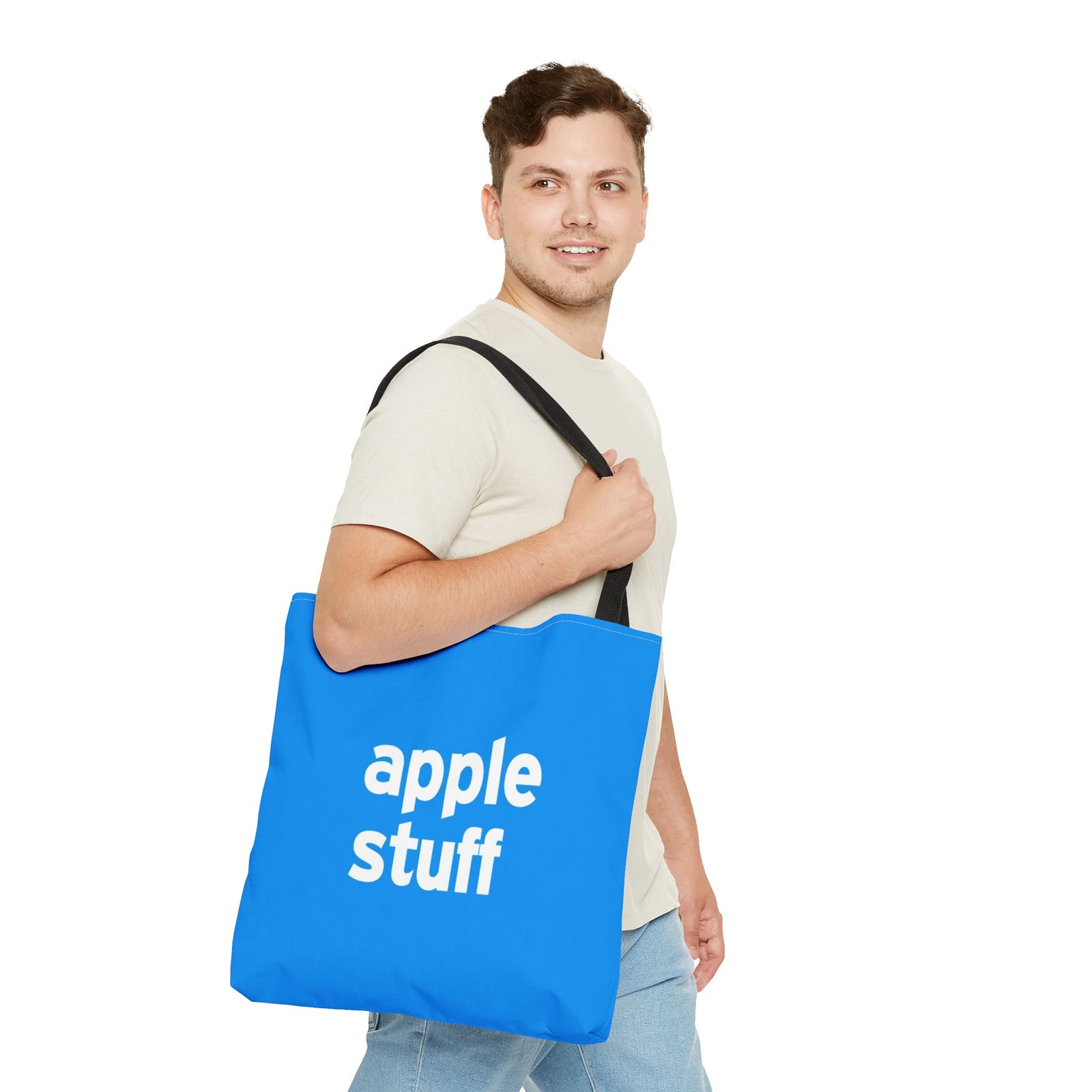Apple Stuff Tote Bag — Printed Green Travel Tote