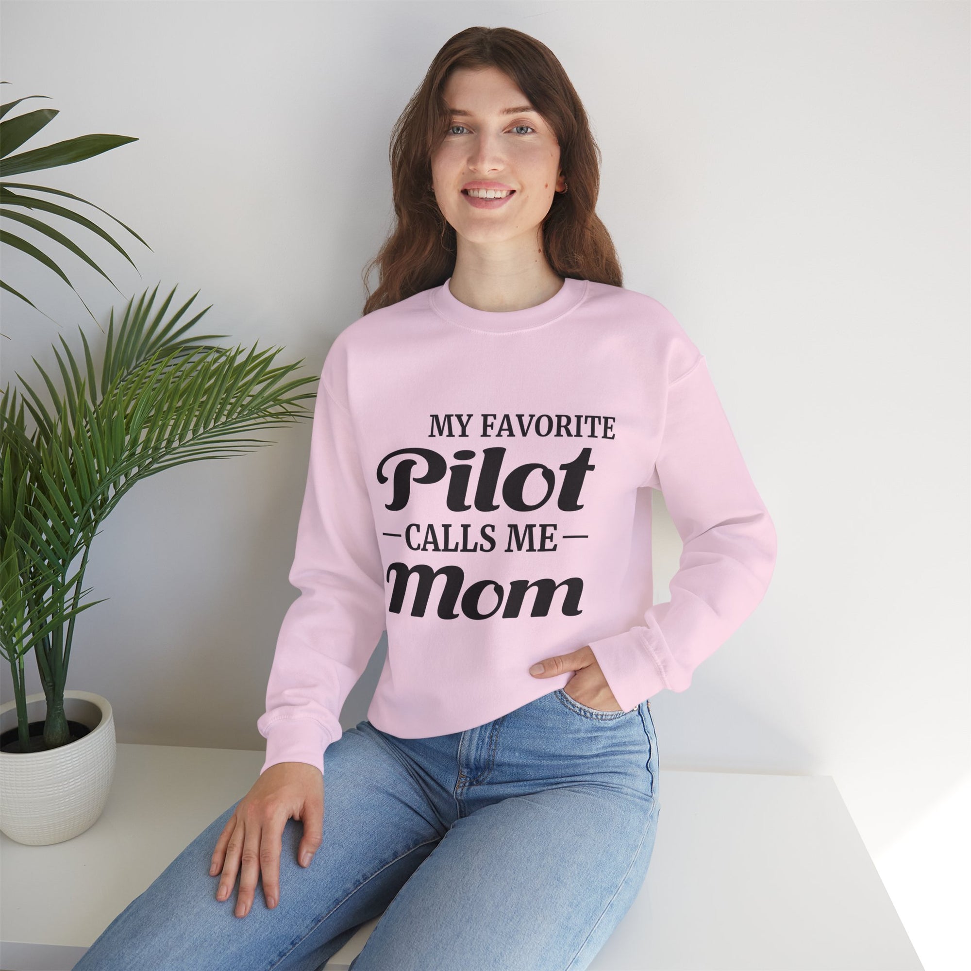 My Favorite Pilot Calls Me Mom  Crewneck Sweatshirt - Travel Inspiring Cozy Apparel