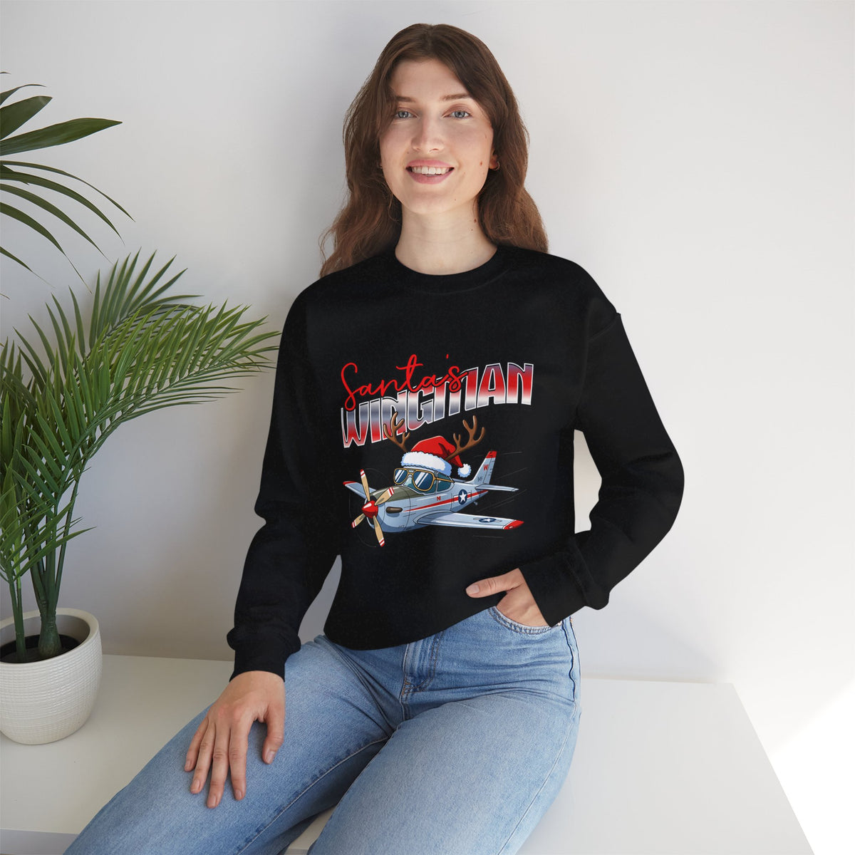 Santa’s wingman Crewneck Sweatshirt - Travel Inspiring Cozy Apparel