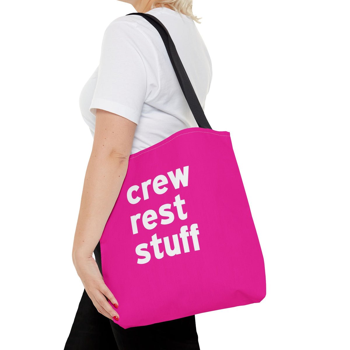 Crew Rest Stuff Tote Bag — Printed Green Travel Tote