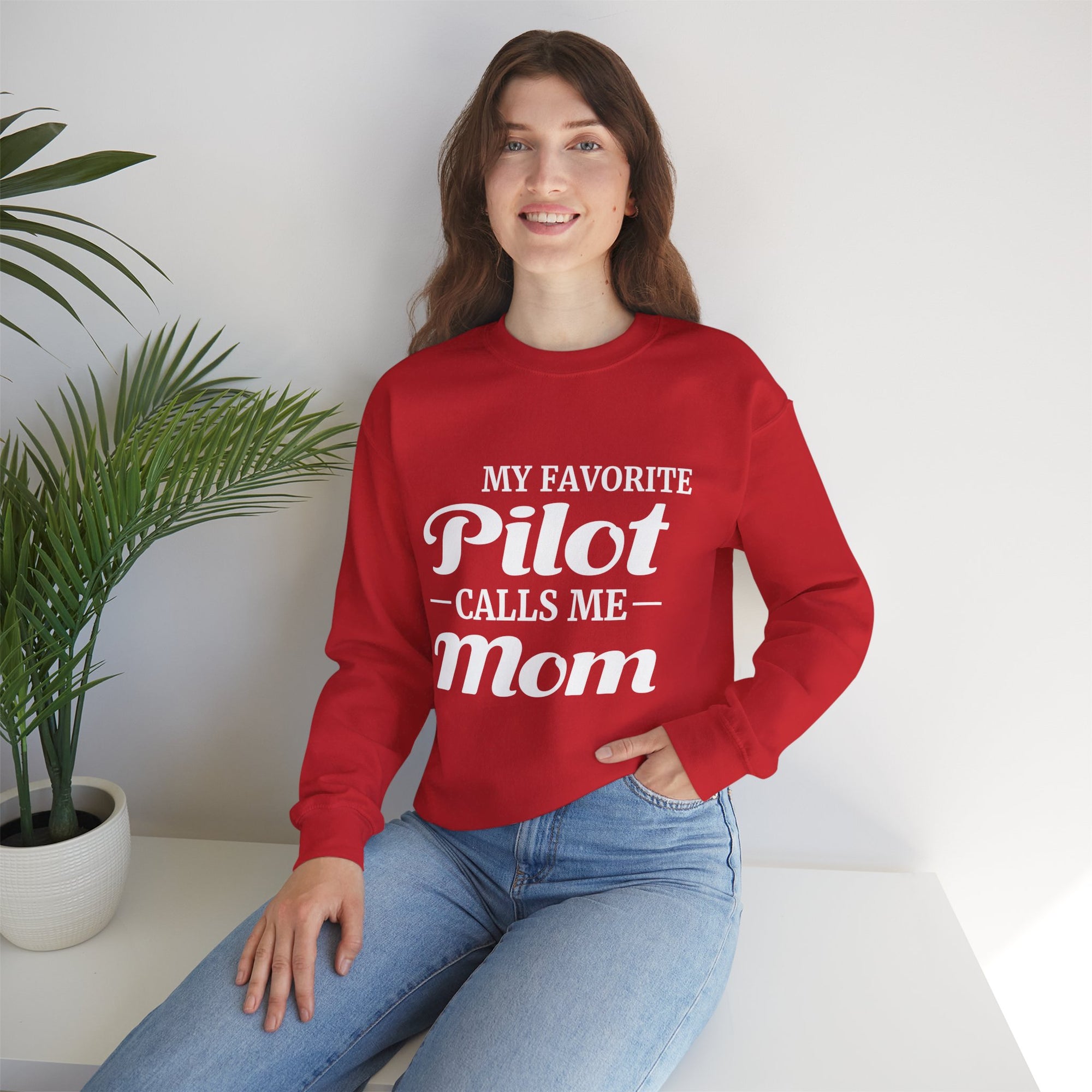 My Favorite Pilot Calls Me Mom  Crewneck Sweatshirt - Travel Inspiring Cozy Apparel