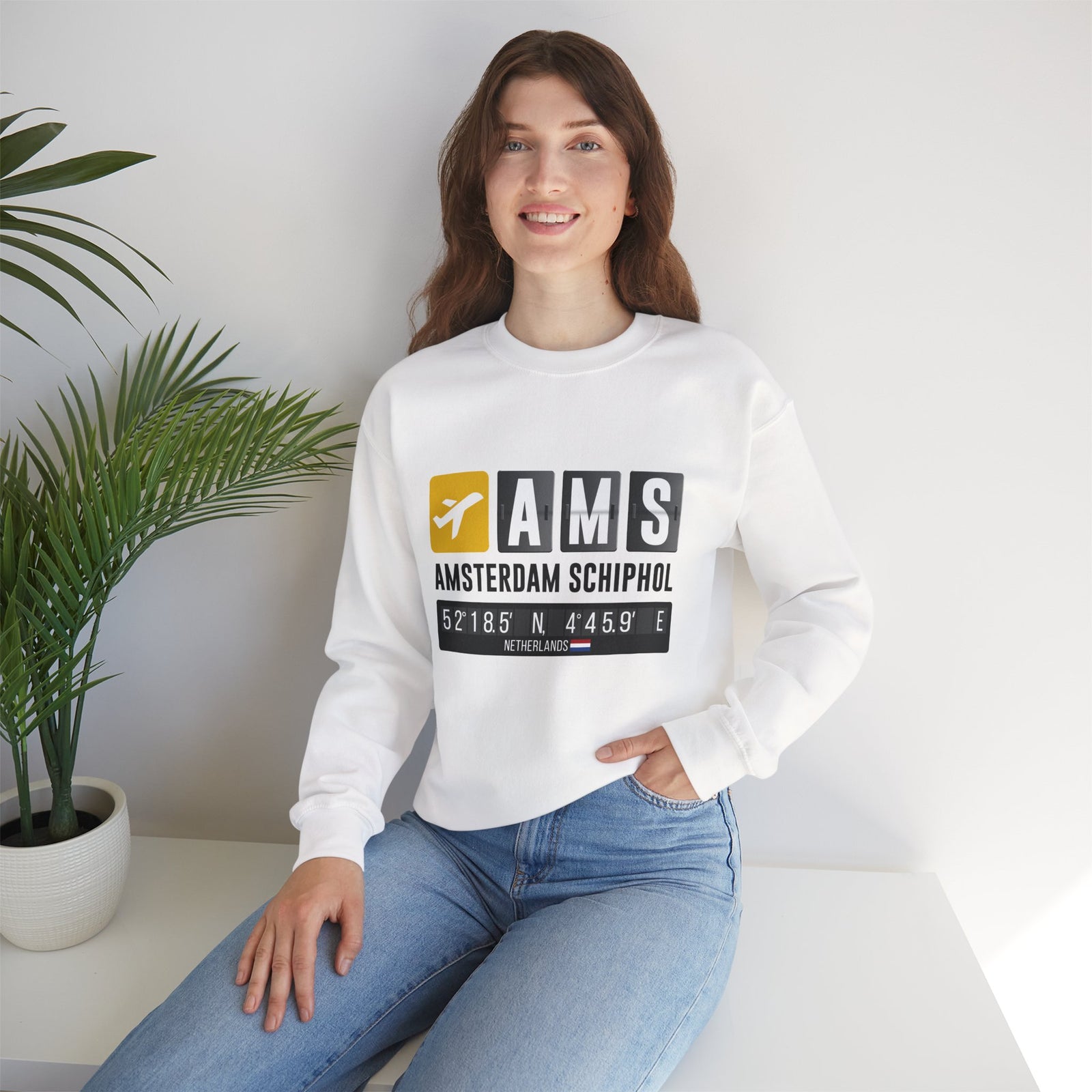 AMS Amsterdam Airport Schiphol     -  Crewneck Sweatshirt
