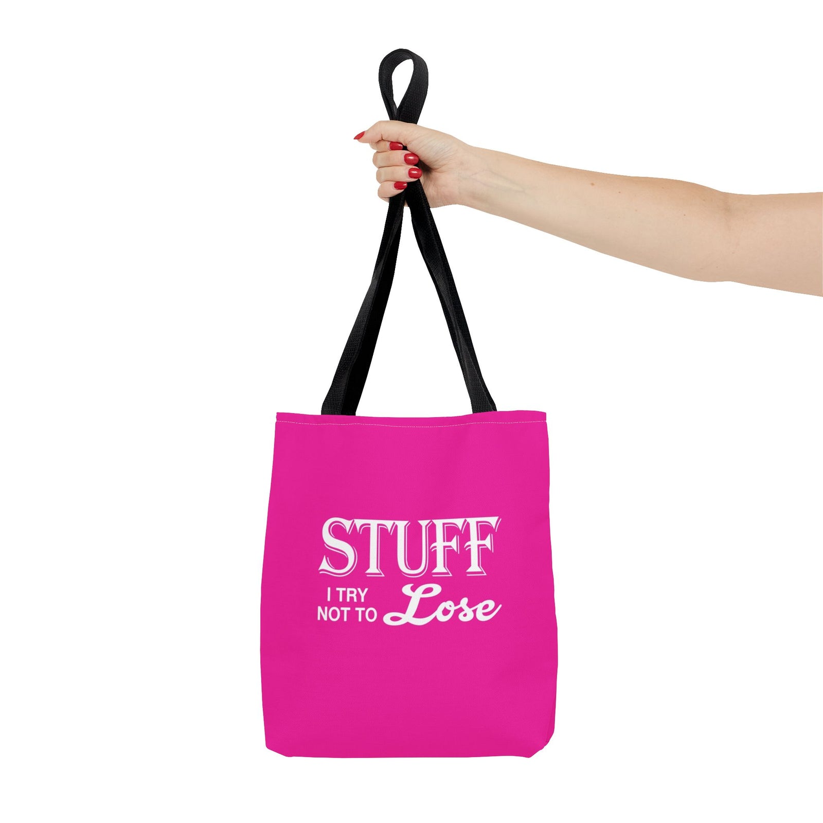 Stuff I Try Not To Lose Tote Bag — Printed Green Travel Tote