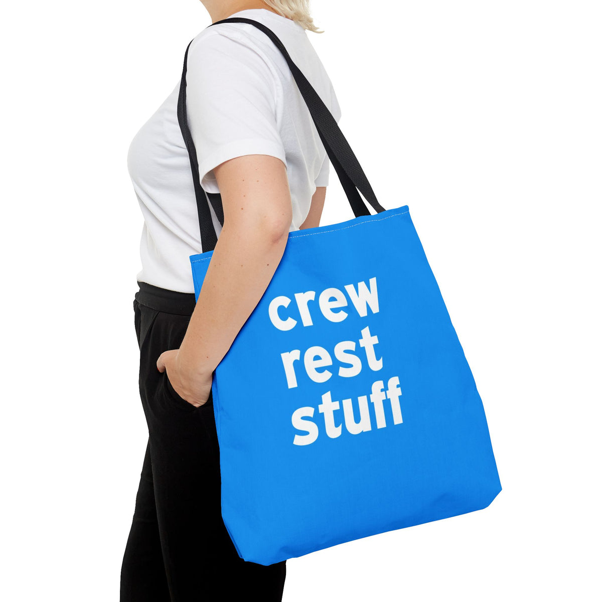 Crew Rest Stuff Tote Bag — Printed Green Travel Tote