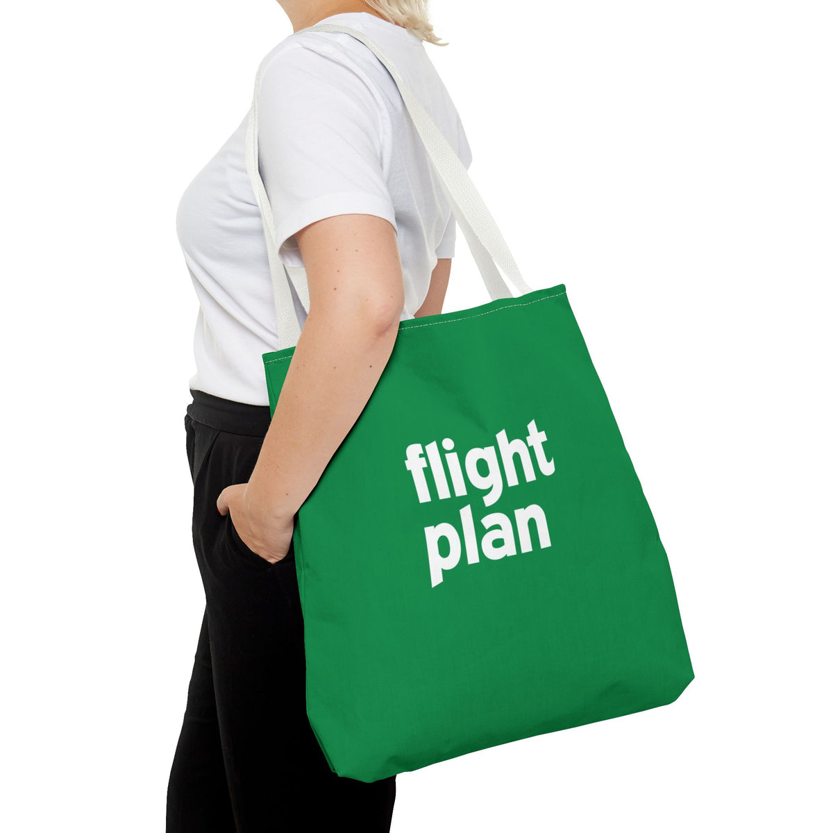 Flight Plan Tote Bag — Printed Green Travel Tote