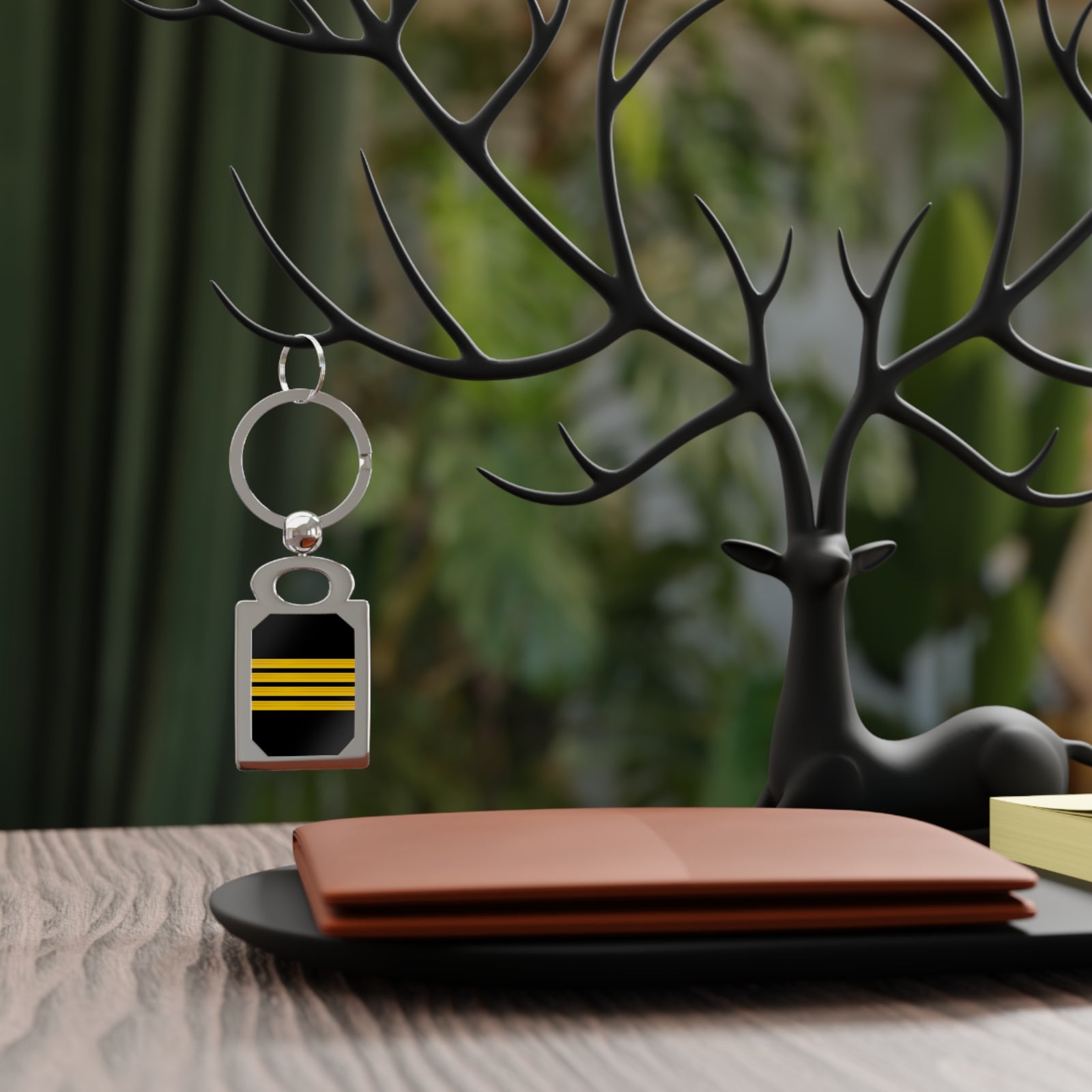 Black Pilot Stripes - Rectangle Keyring