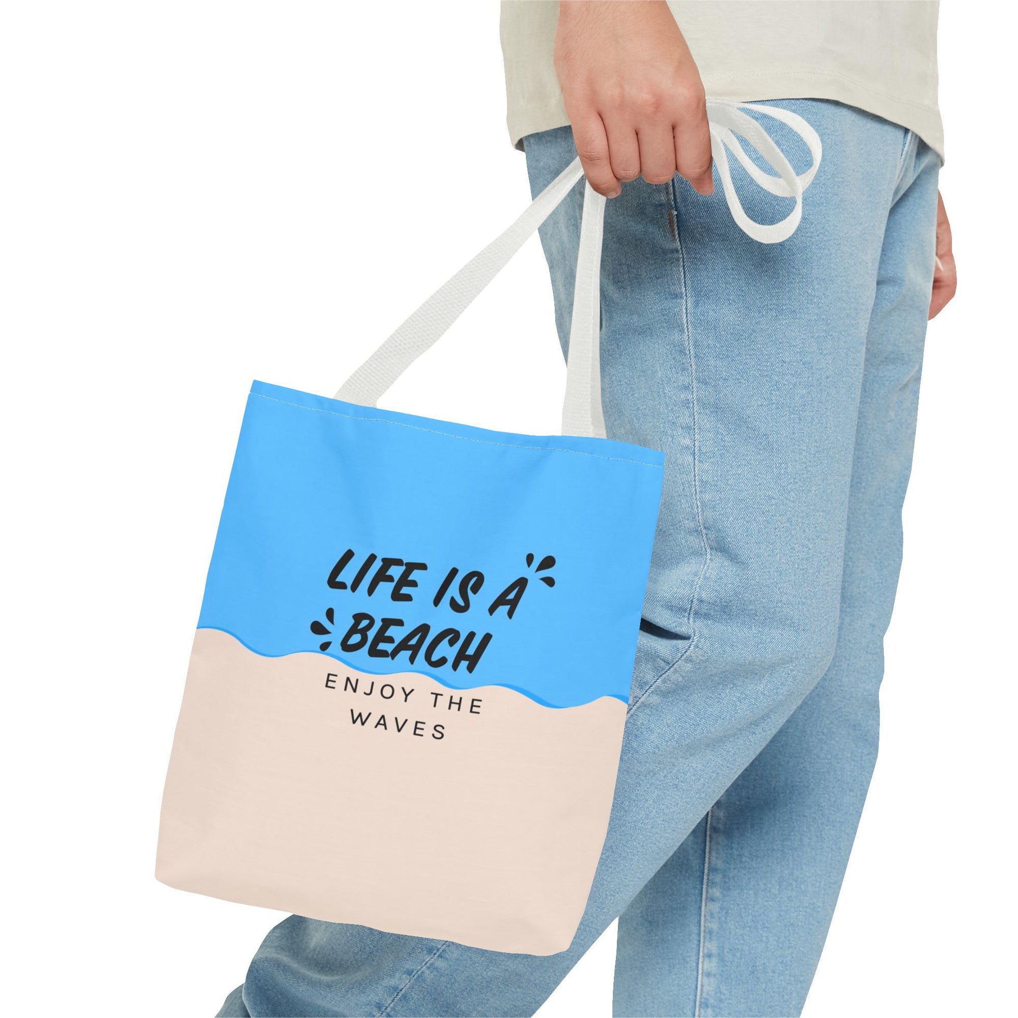 Life Is A Beach Tote Bag — Printed Green Travel Tote