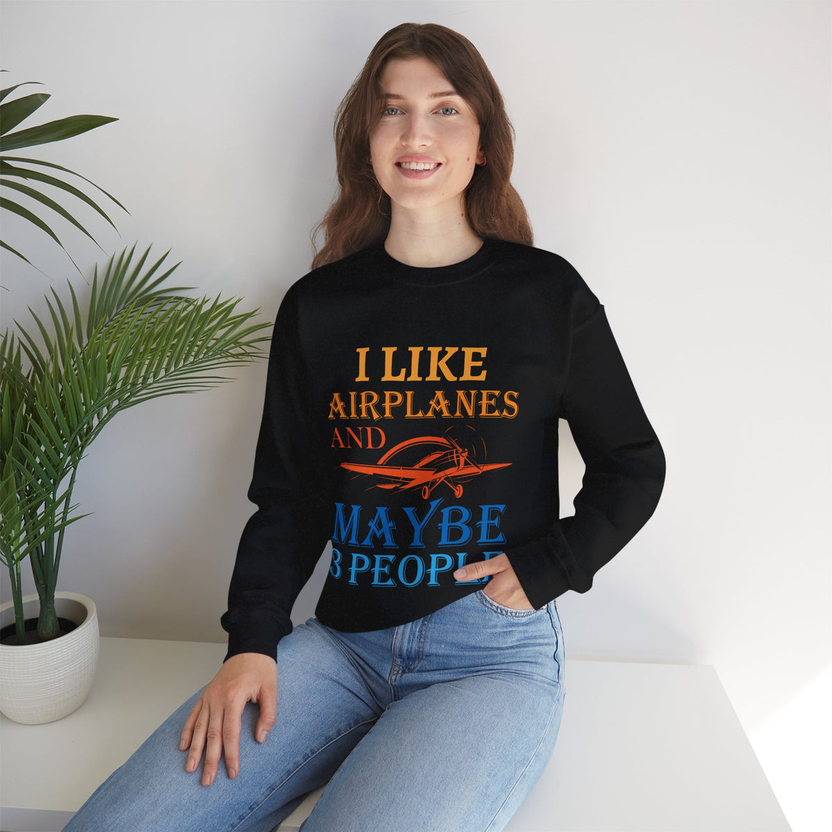 I Like Airplanes And Maybe 3 People -  Unisex Crewneck Sweatshirt