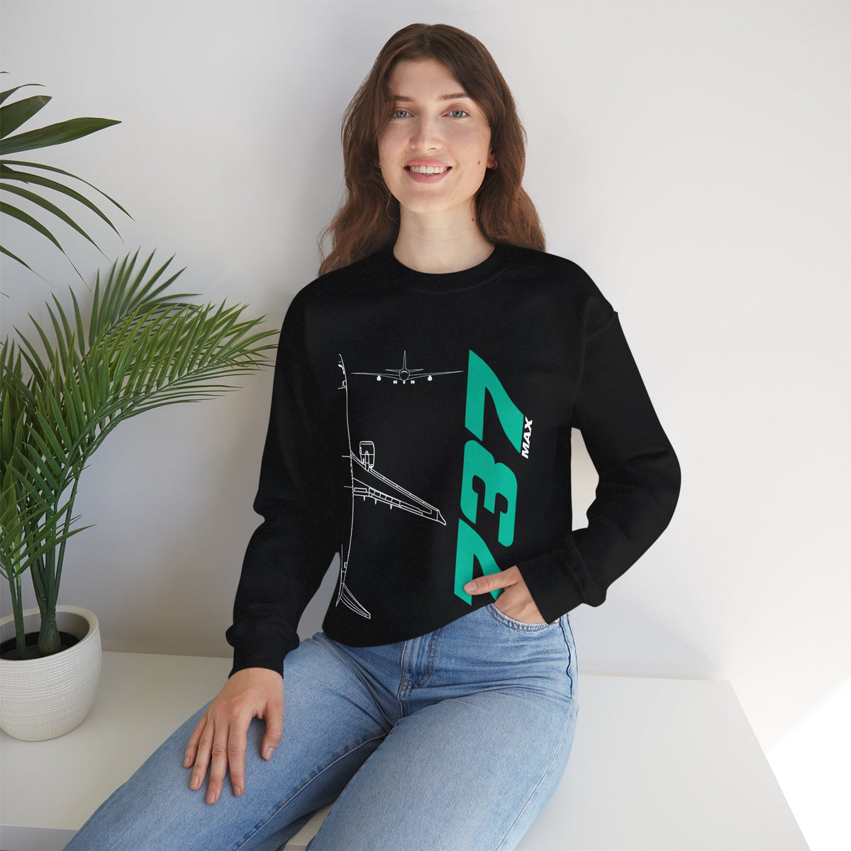 Boeing 737 Max Crewneck Sweatshirt - Travel Inspiring Cozy Apparel