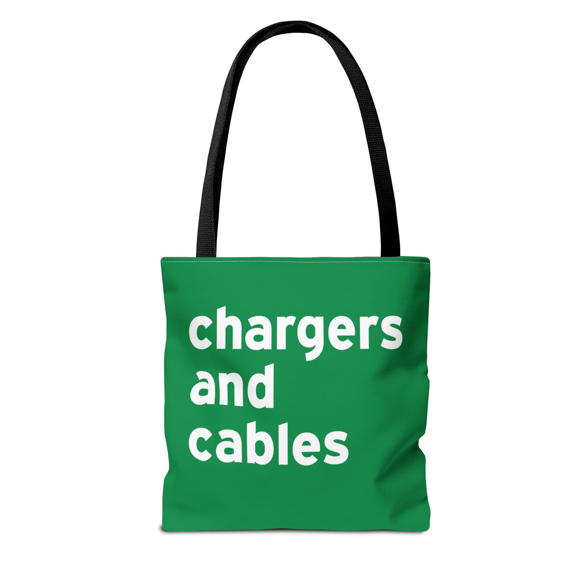 Chargers And Cables Tote Bag — Printed Green Travel Tote