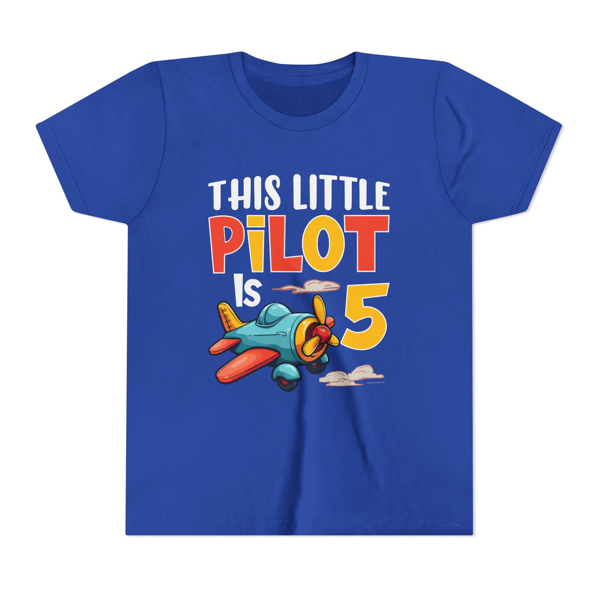This Little Pilot Is 5 - Unisex Youth Short Sleeve Tee