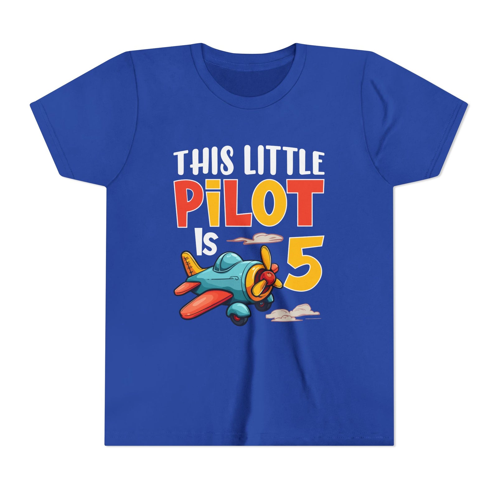 This Little Pilot Is 5 - Unisex Youth Short Sleeve Tee