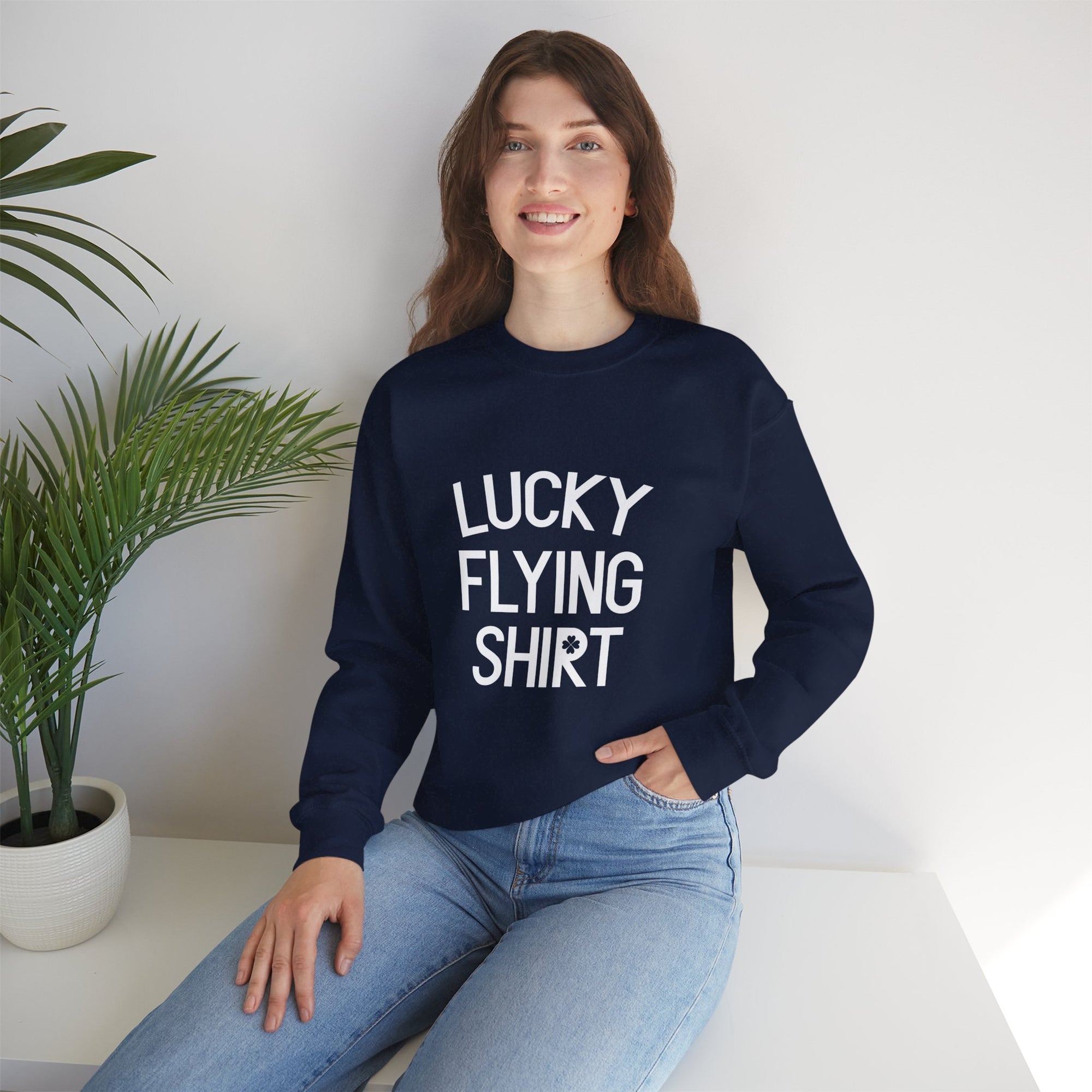 Lucky Flying Shirt  Crewneck Sweatshirt - Travel Inspiring Cozy Apparel