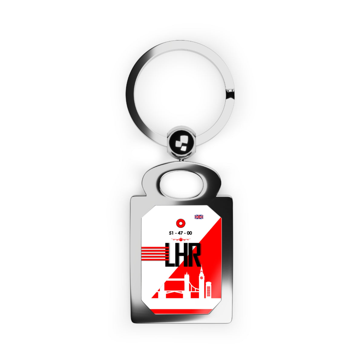 LHR RED - Rectangle Keyring