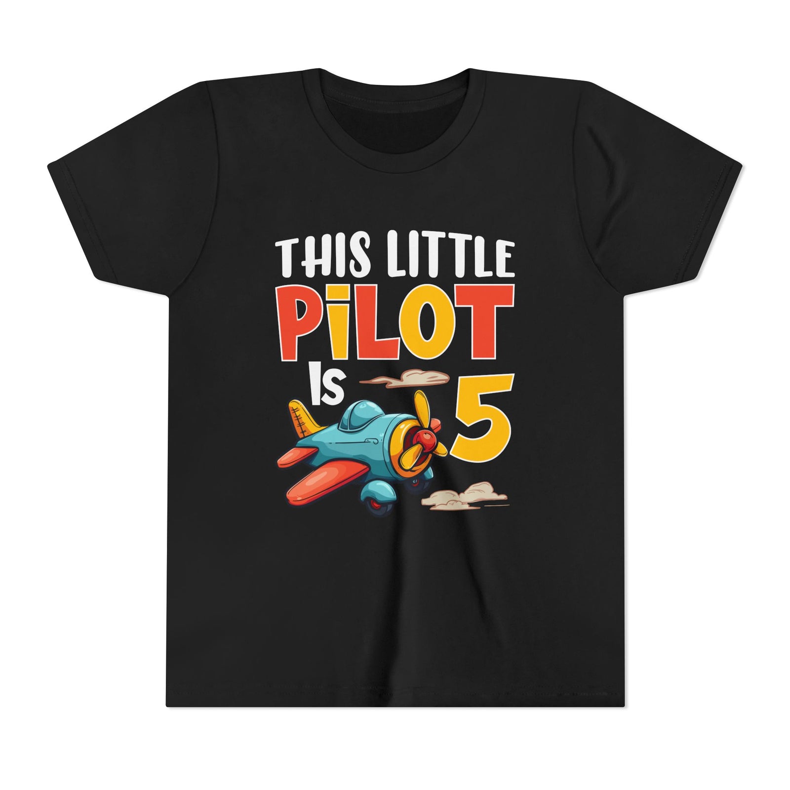 This Little Pilot Is 5 - Unisex Youth Short Sleeve Tee