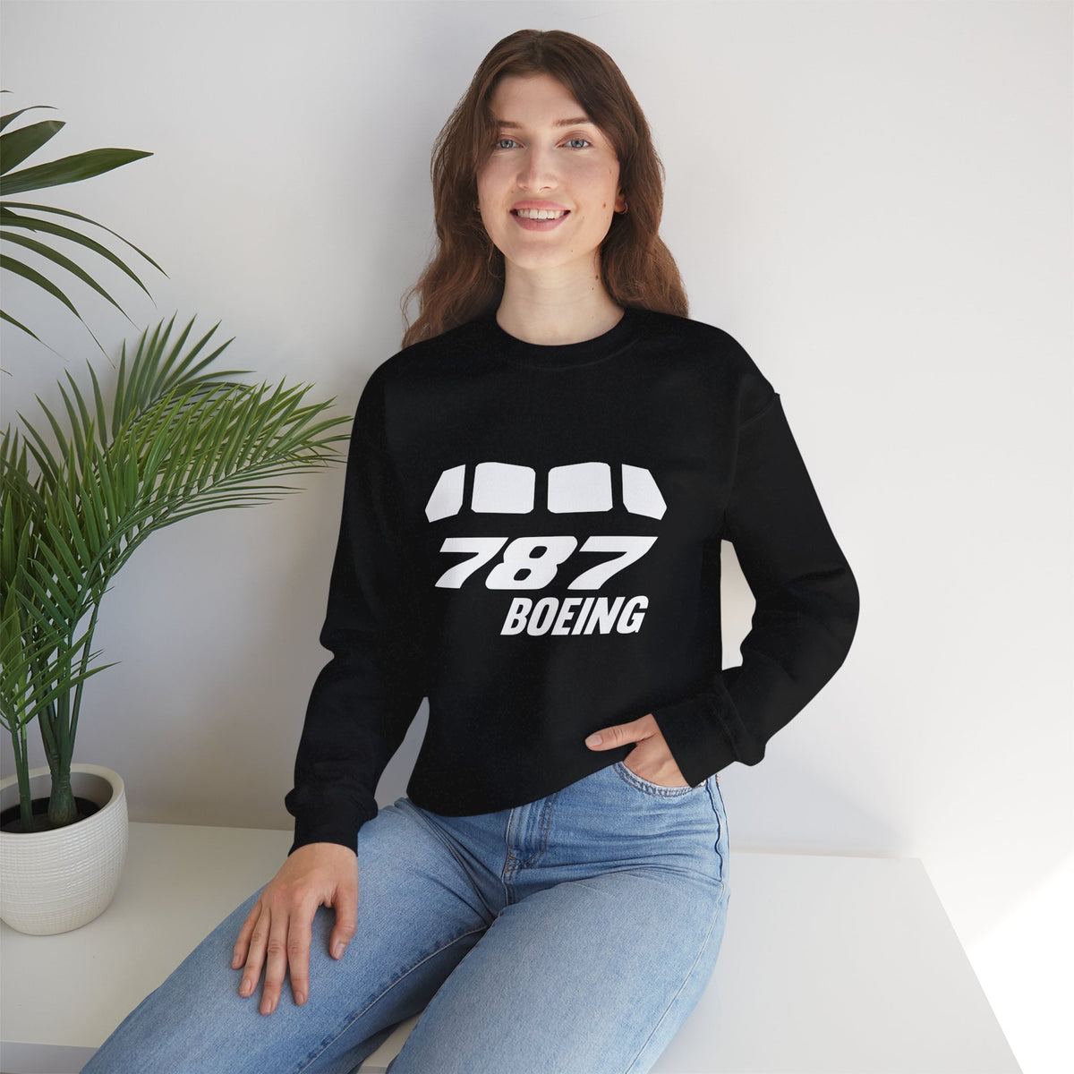 Boeing 787 Windshield Crewneck Sweatshirt - Travel Inspiring Cozy Apparel