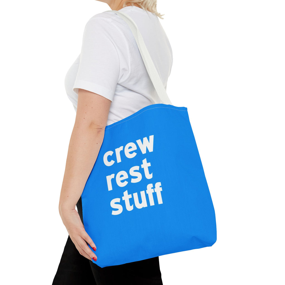 Crew Rest Stuff Tote Bag — Printed Green Travel Tote