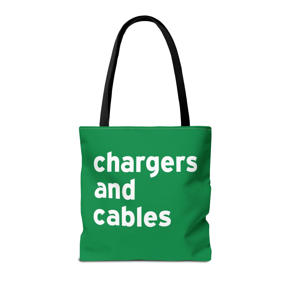 Chargers And Cables Tote Bag — Printed Green Travel Tote