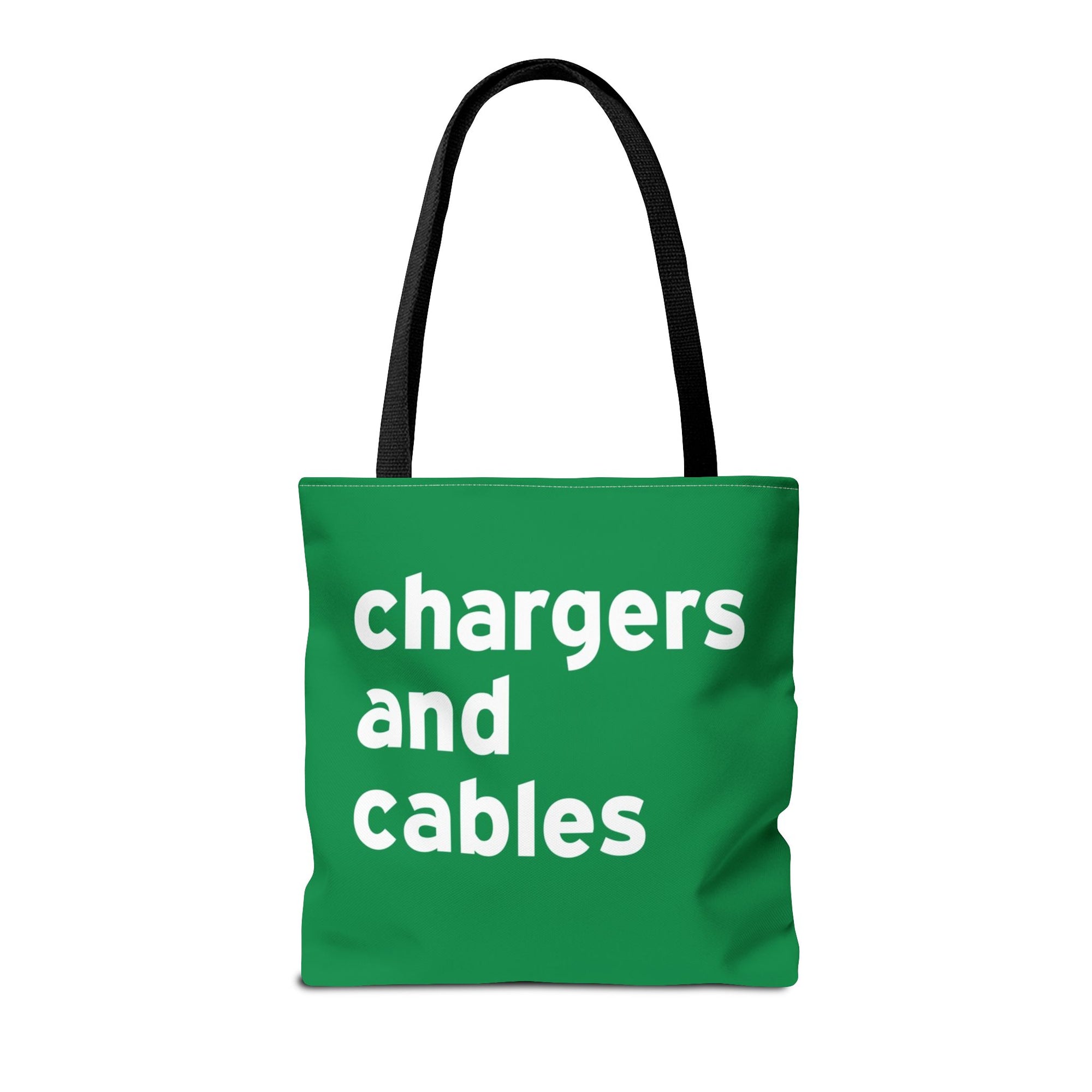 Chargers And Cables Tote Bag — Printed Green Travel Tote