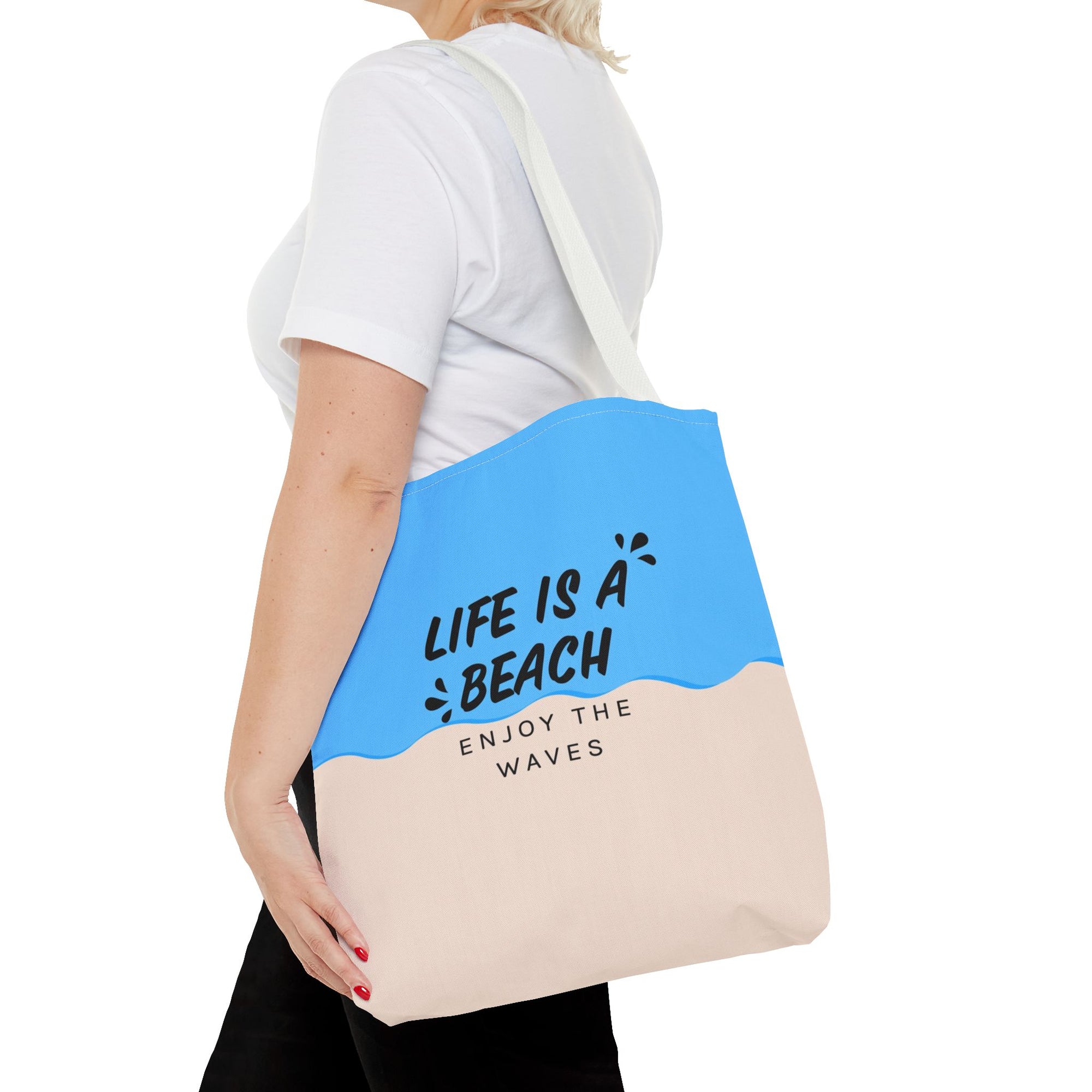 Life Is A Beach Tote Bag — Printed Green Travel Tote