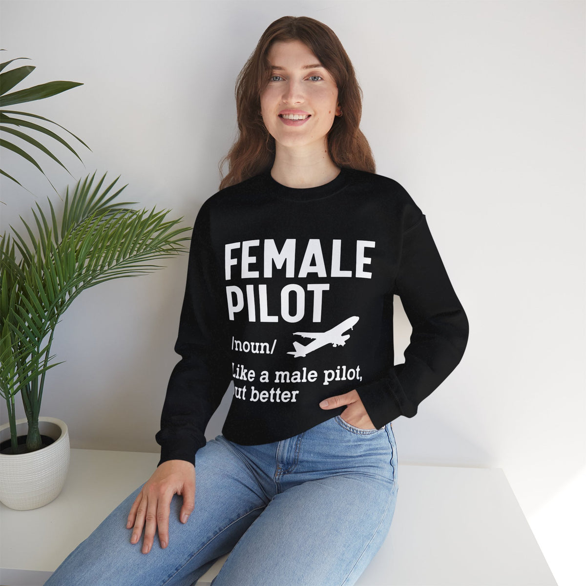 Female Pilot -  Unisex Crewneck Sweatshirt