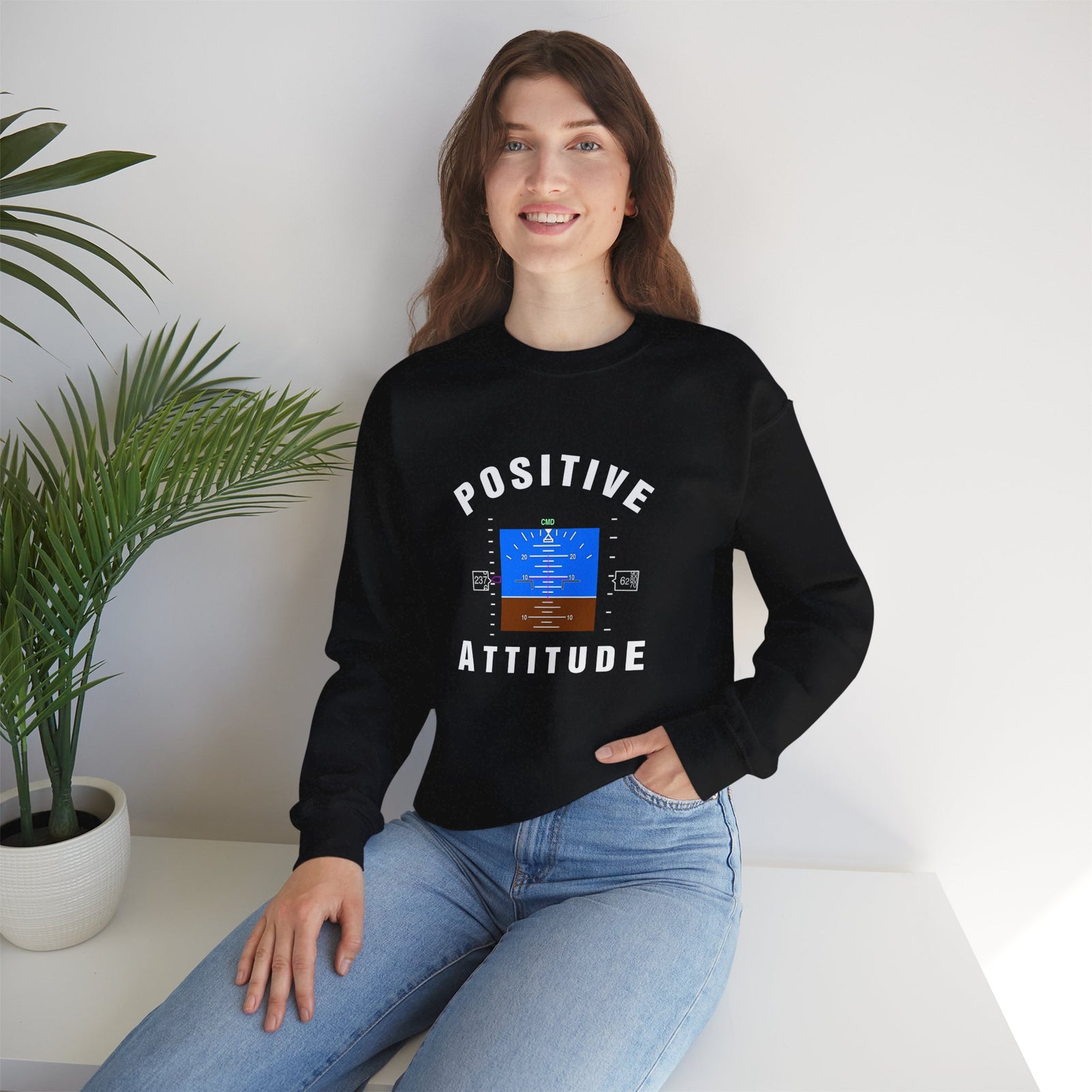 Positive Attitude Crewneck Sweatshirt - Travel Inspiring Cozy Apparel