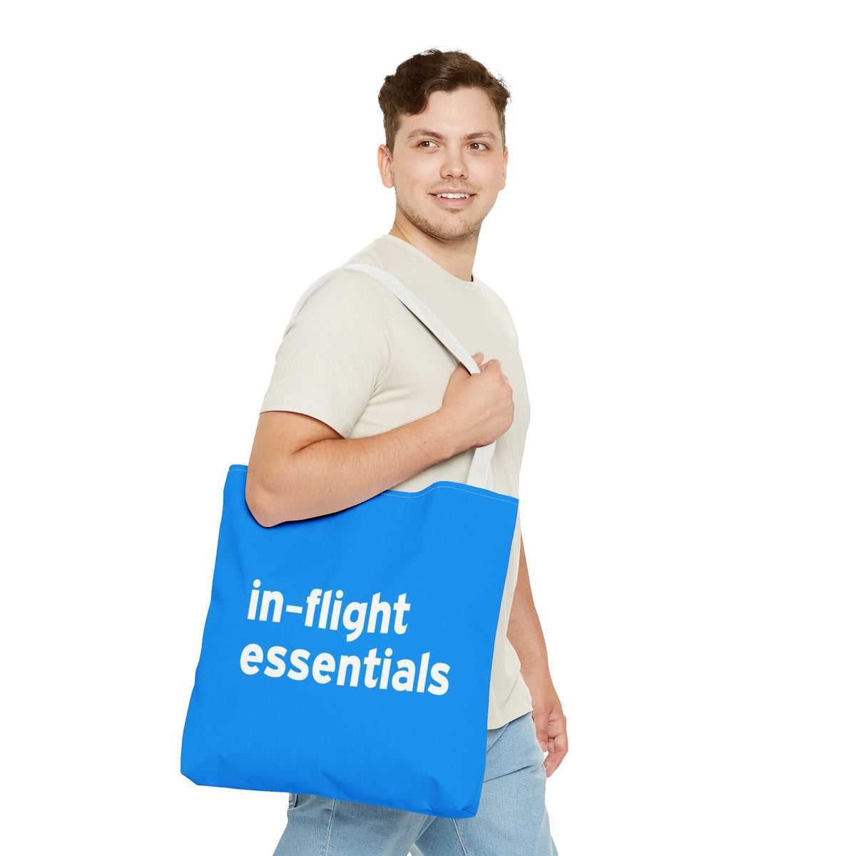 In Flight Essentials Tote Bag — Printed Green Travel Tote