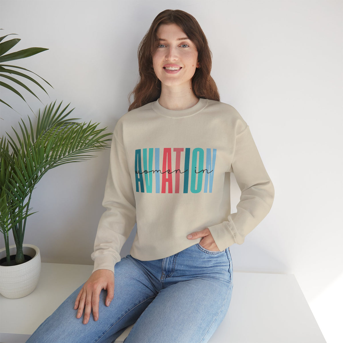 Woman In Aviation Crewneck Sweatshirt - Travel Inspiring Cozy Apparel