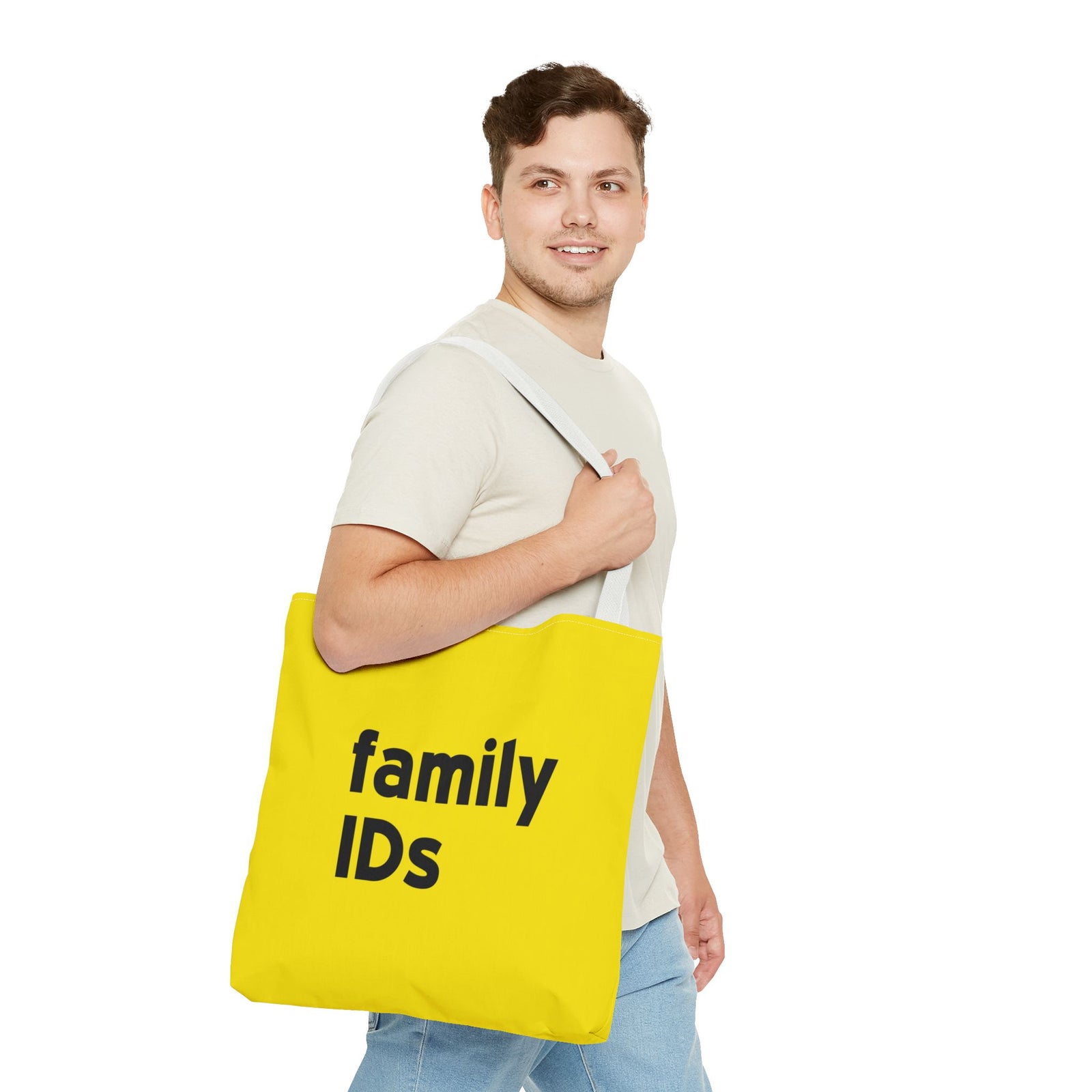 Family Ids Tote Bag — Printed Green Travel Tote