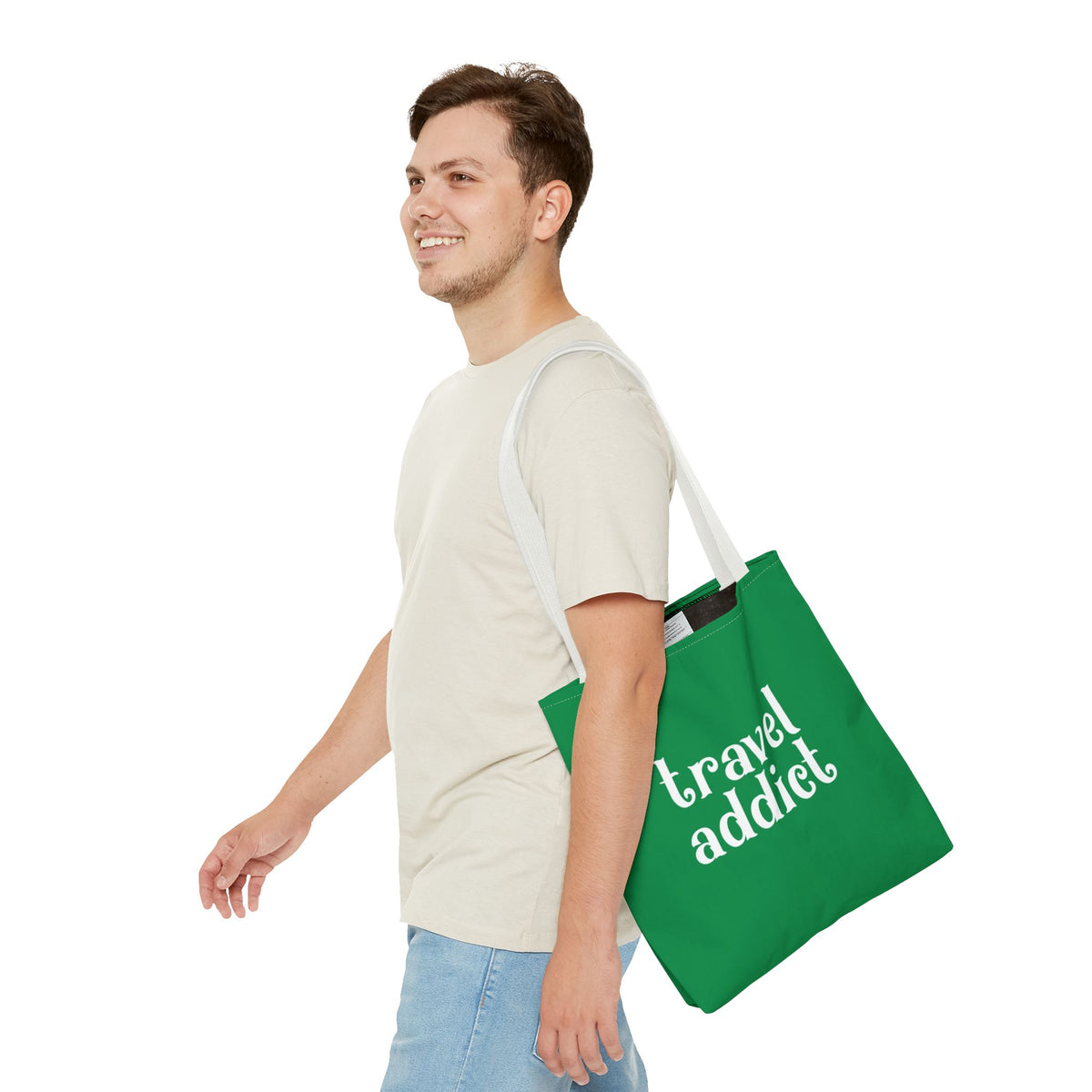 Travel Addict Tote Bag — Printed Green Travel Tote