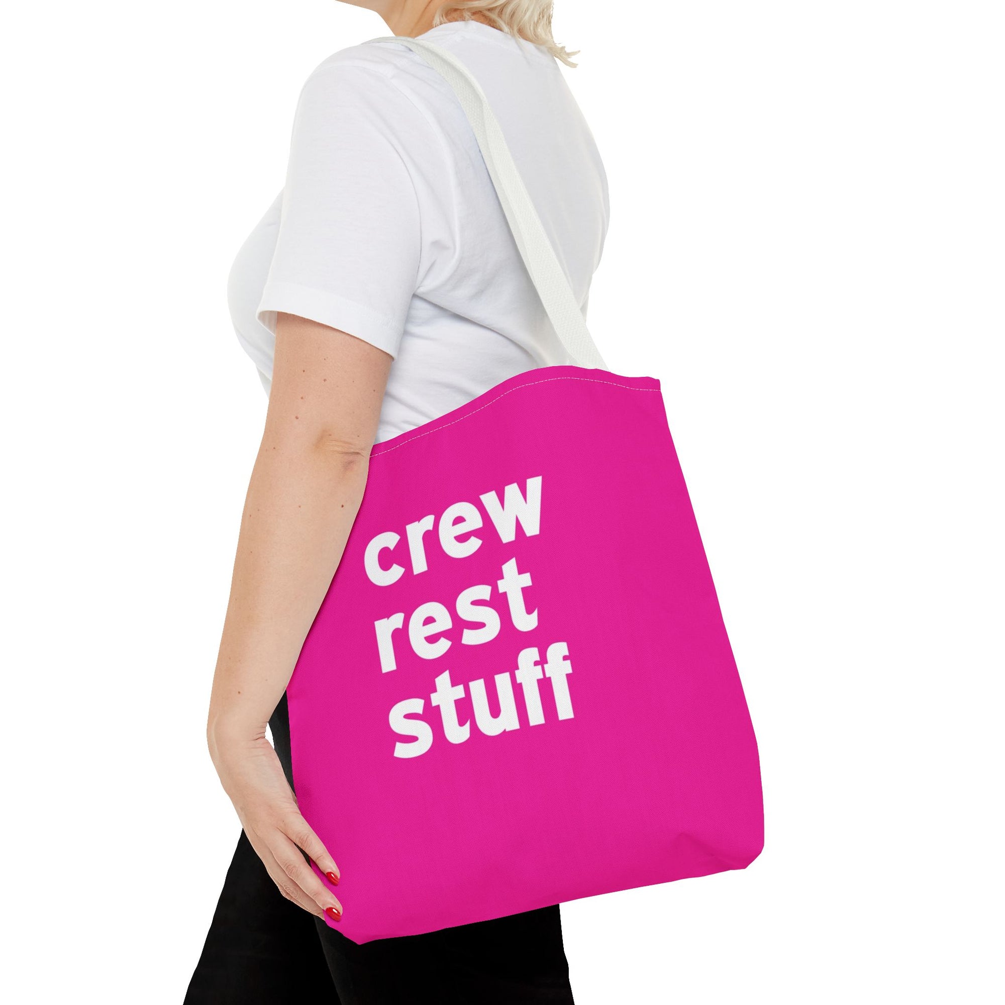 Crew Rest Stuff Tote Bag — Printed Green Travel Tote