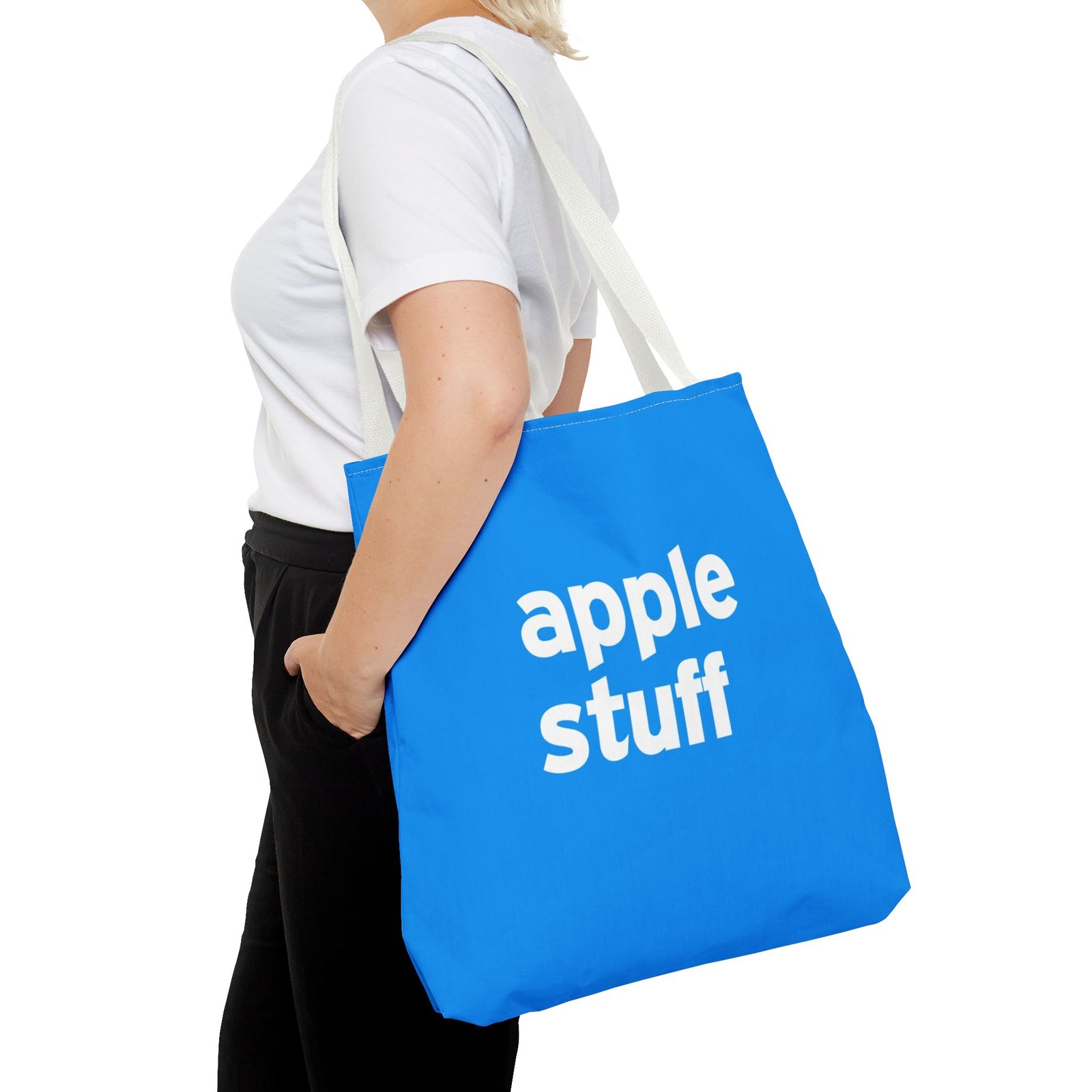 Apple Stuff Tote Bag — Printed Green Travel Tote
