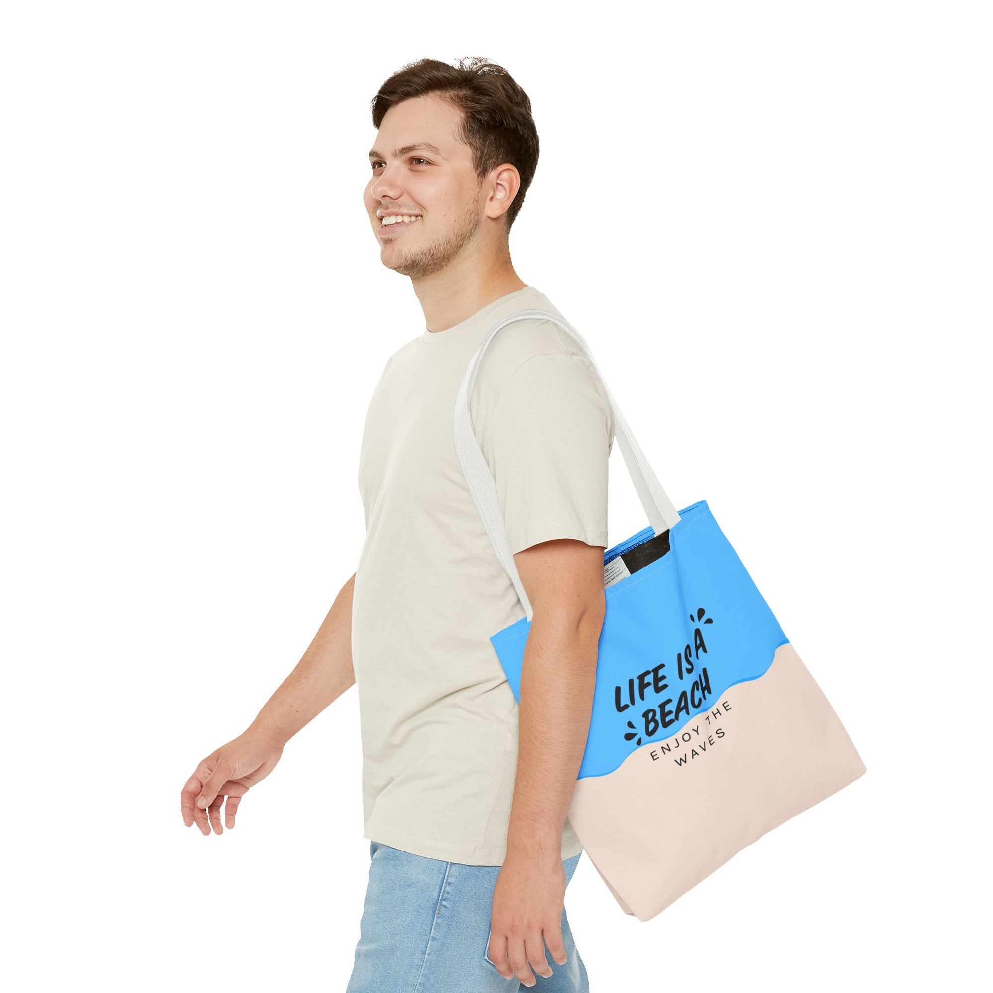 Life Is A Beach Tote Bag — Printed Green Travel Tote