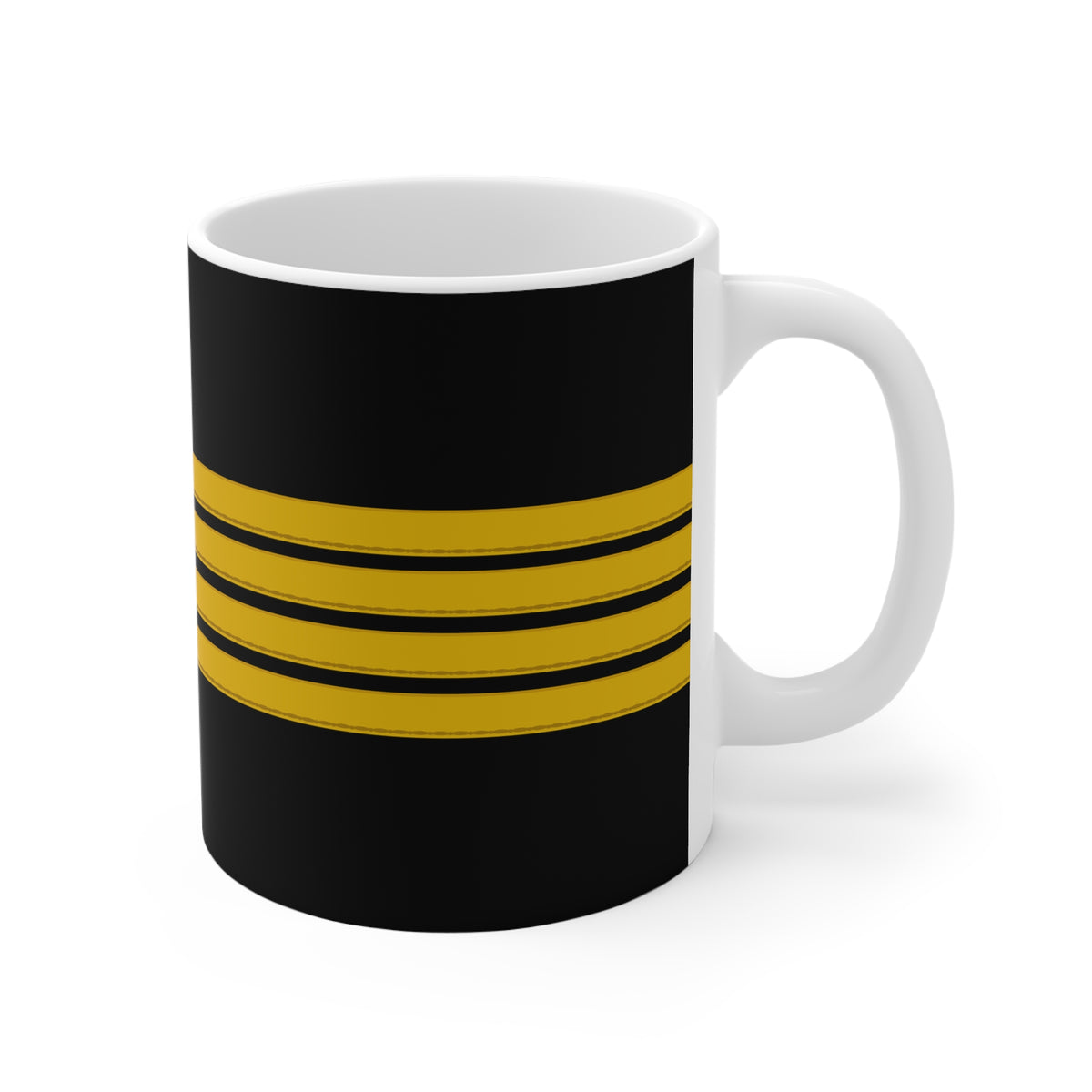 Four Stripes BLACK  - 11oz Ceramic Coffee Cup for Aviation Enthusiasts