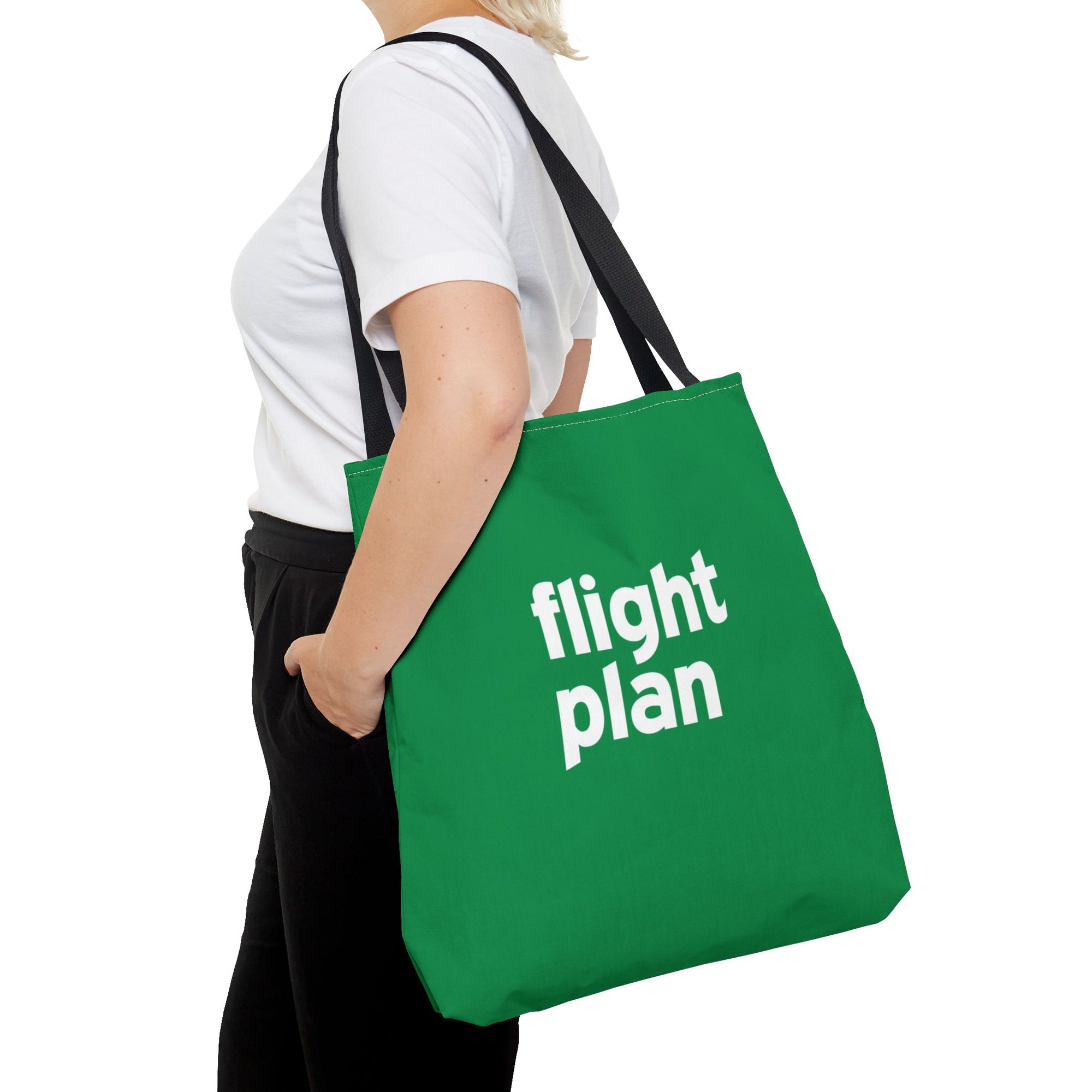 Flight Plan Tote Bag — Printed Green Travel Tote